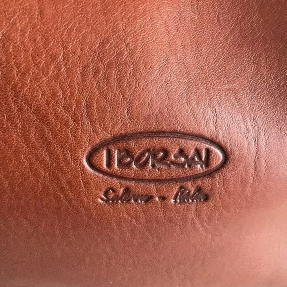 Vintage i Borsai Iborsai Chestnut Brown Leather Shoulder Bag Italy Long Straps - Picture 5 of 12